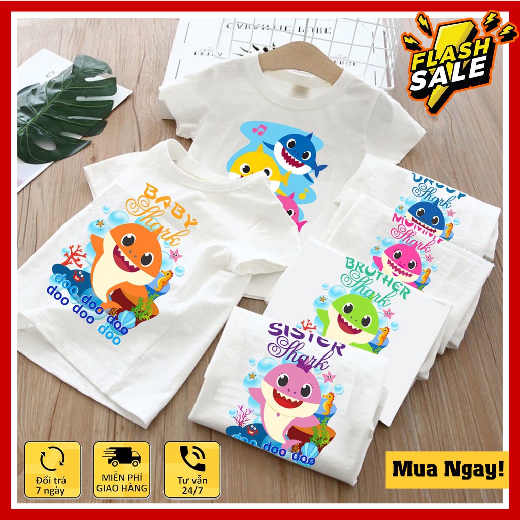 Áo Gia Đình, Áo Thun Baby Shark Cho Bé Trai Bé Gái Siêu Hot, Giá Rẻ