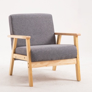 Ghế sofa đơn đệm vải nỉ chân gỗ thông chắc chắn - Ghế sofa phòng khách đơn giản hiện đại, Ghế cafe decor quán cafe đẹp
