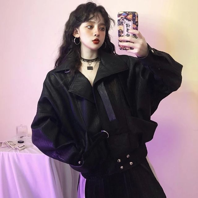 [ORDER+ẢNH THẬT Áo khoác da cổ vest ulzzang dáng ngắn rộng siêu chất ❤