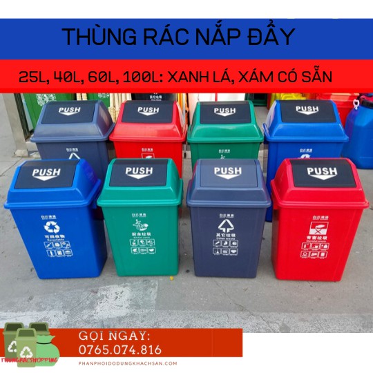 FREESHIP - THÙNG RÁC NHỰA NẮP LẬT BAIYUN 25-40-60-100L NHỰA SIÊU DẺO