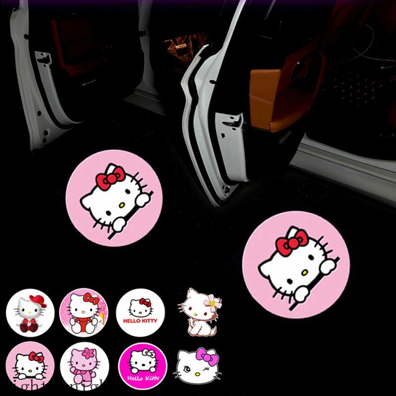 Bộ 2 Đèn Led Gắn Cửa Xe Hơi Hình Hello Kitty Dễ Thương