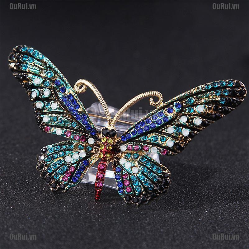 Ghim Cài Áo Hình Bướm Đính Đá Nhân Tạo Thời Trang