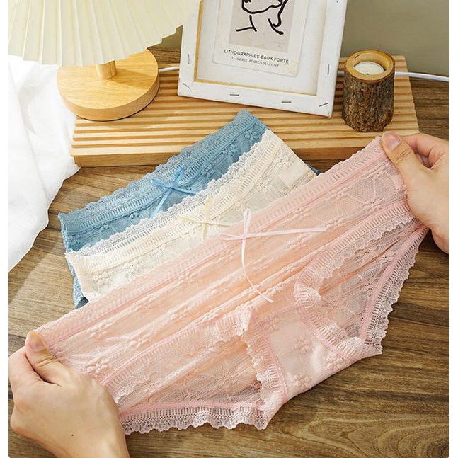 142869Quần Lót Vải Tuyn Trong Suốt Nhẹ Phong Cách Nhật Bản Quyến Rũ Cho Nữ