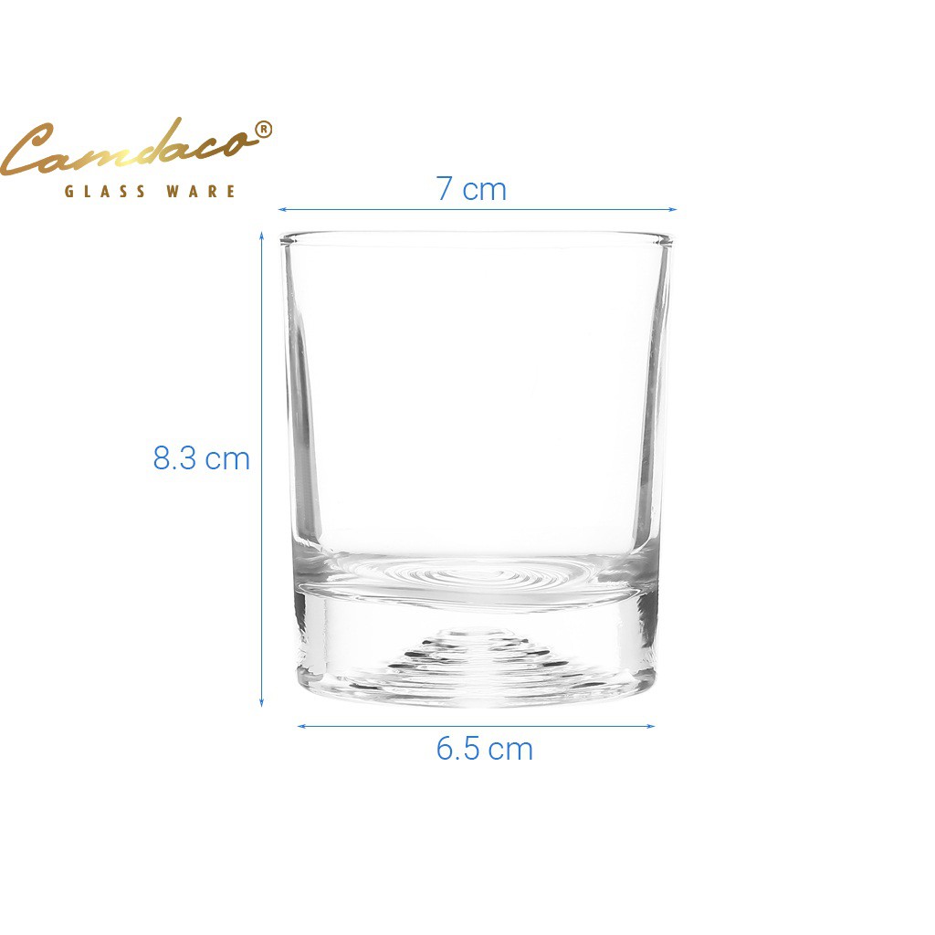 Bộ 12 Ly Cốc Thủy Tinh Tròn Đáy Xoắn Ốc 225ML Cẩm Đạt