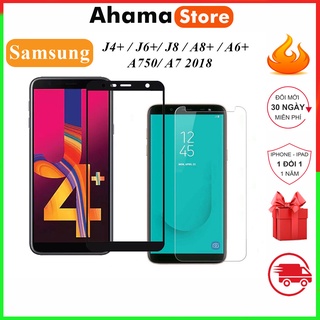 Kính Cường Lực Samsung J4+ J6+ J8 A8+ A6+ A750  A7 2018 Full Màn Hình Và Trong Suốt  Độ Cứng 9H+ Tặng Kèm Khăn Lau