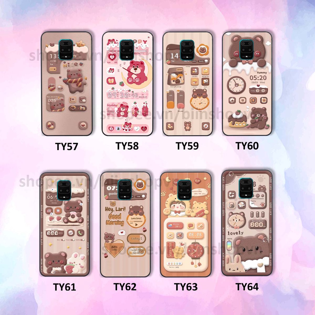 Ốp Xiaomi Redmi Note 9 / Note9s / Note 9 Pro in 3D icon gấu nổi siêu xinh, siêu đáng yêu, cá tính phong cách
