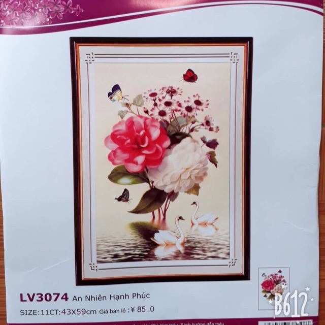 Tranh thêu chữ thập An nhiên hạnh phúc Lv3074-43x59cm