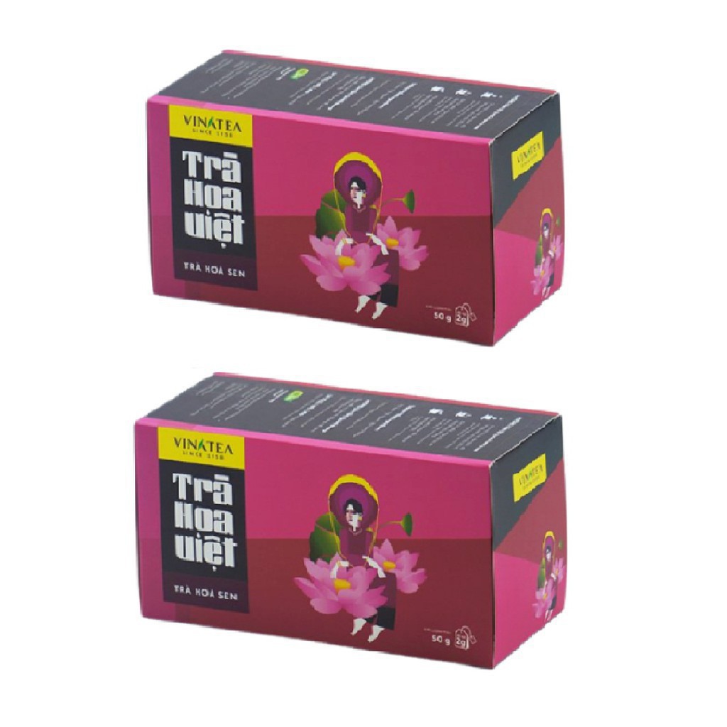 Combo 02 Hộp Trà Vinatea - Trà Hoa Sen Hoa Việt Túi lọc 50 g
