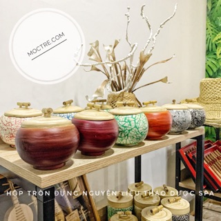 Hộp tròn đựng nguyên liệu thảo dược spa