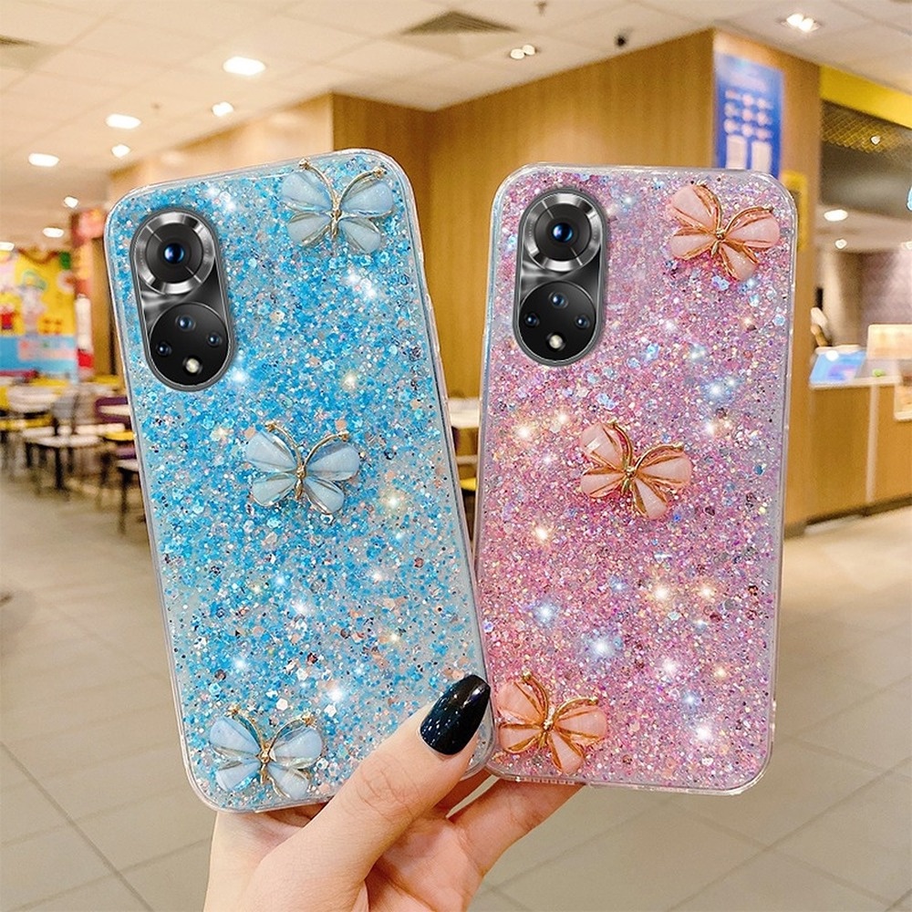 Ốp Điện Thoại Mềm Trang Trí Hình Bướm Và Kim Cương Cho Huawei Honor X7 X9A 50 50SE Nova 8 8SE 7 7SE Mate 40 40Pro