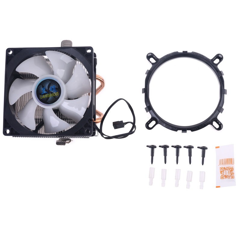 Quạt Tản Nhiệt Cpu 2 Ống Đồng Có Đèn Led 5 Màu Không Gây Tiếng Ồn Cho Lga / 2011 / 115x / 775 3 Pin