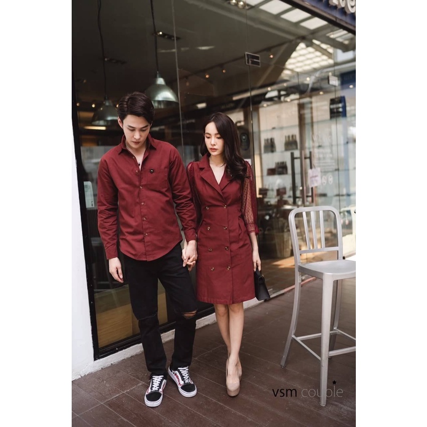 Đồ Đôi Nam Nữ, Áo Đôi Nam Nữ Đi biển đẹp, chụp hình cưới: Set áo váy sơ mi Hàn Quốc