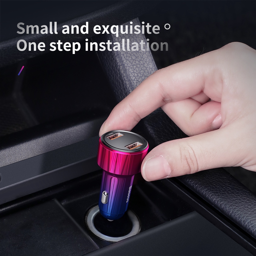 Sạc 02 cổng 45W USB A và Type C trên xe hơi Baseus Magic PPS Digital Display Intelligent Dual Quick Charge