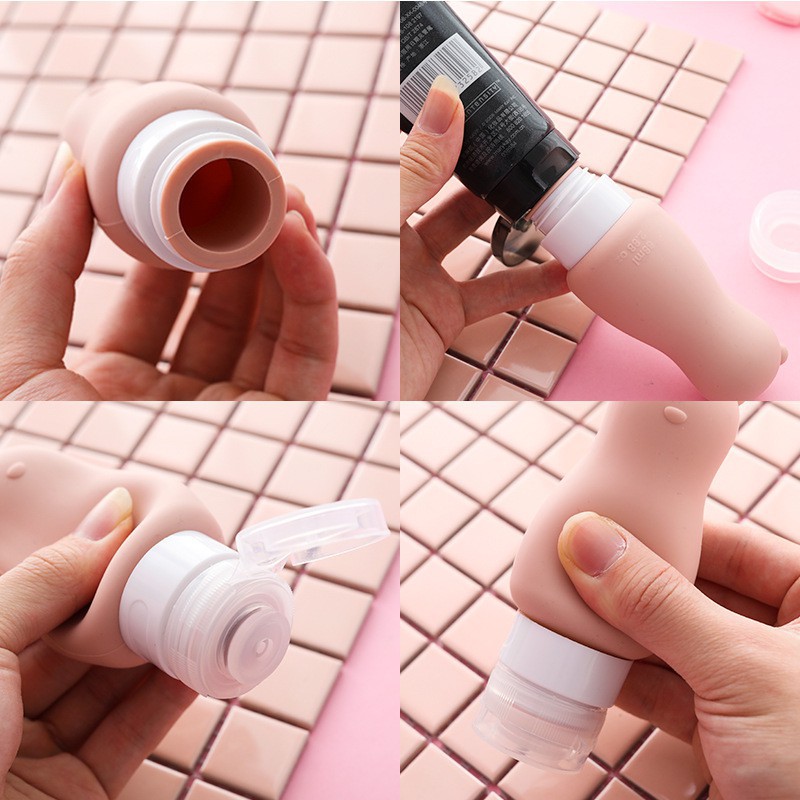 Lọ/Chai Chiết Dầu Gội, Sữa Tắm, Sữa Rửa Mặt Tiện Lợi Chất Liệu Silicon 90ml