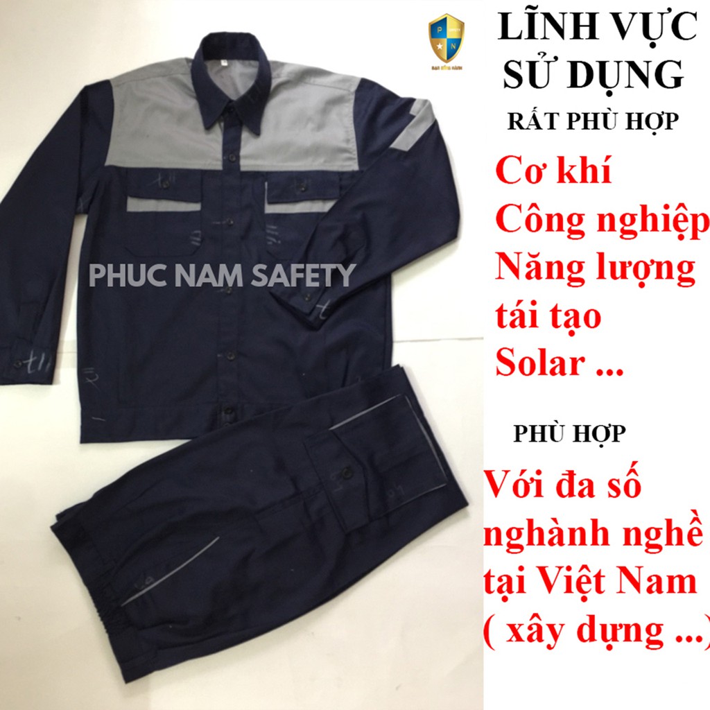 Bộ quần áo bảo hộ lao động màu tím than phối ghi đậm PN-31,quần áo bảo hộ lao động vải Kaki, BHLĐ PHúc Nam