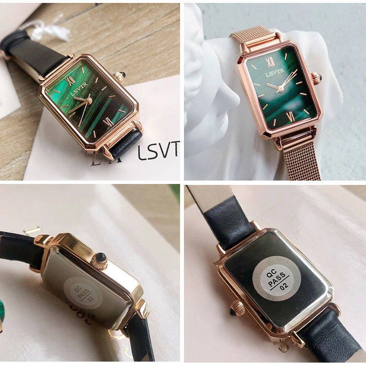 hồ tử 2021 Mới INS Network Red With Watches Ladies Tính cách Văn học Retro Nhỏ Bàn Xanh Sinh viên Đồng hồ