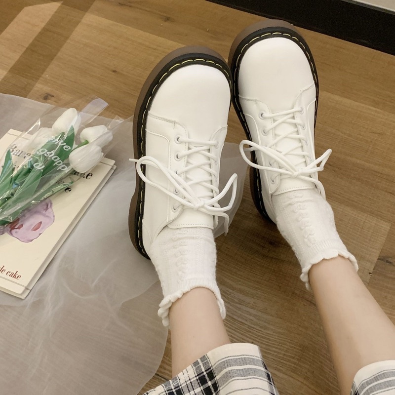 [Sẵn]  Giày Oxford đế dày Retro màu Trắng, Đen ( Size 35 - 39 ) X5