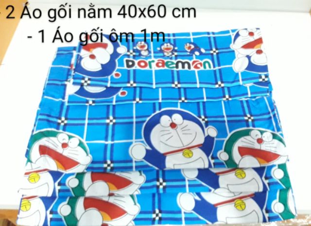 Combo Áo Gối Nằm 40x60 Và Áo Ôm Côtton Hình Doremon