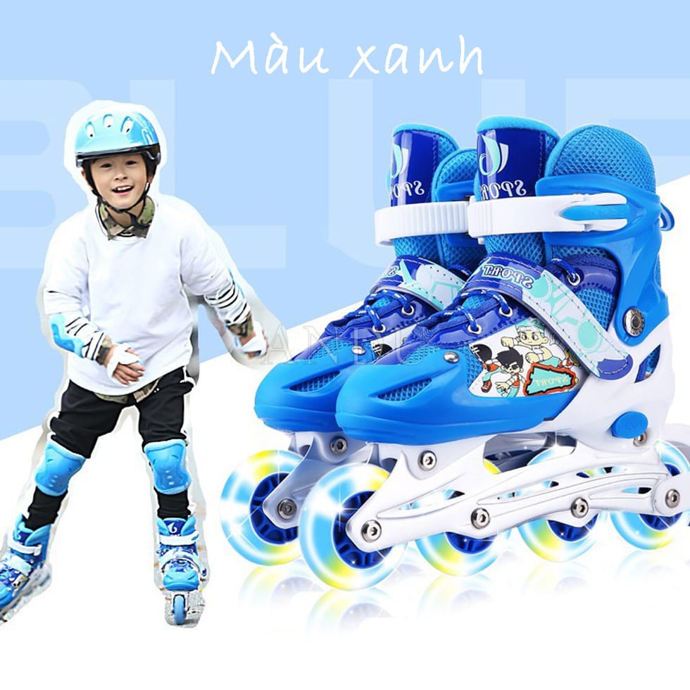 Giày Batin Cho Bé , giày Trượt Batin Trẻ Em Có Đèn Flash Sports, Tặng Kèm Bảo Hộ Tay Và Đầu Gối