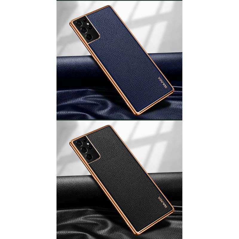 Ốp lưng Sulada da sần viền vàng cho Samsung S21/ S21 Plus/ S21 Ultra/ Note 20 Ultra viền vàng