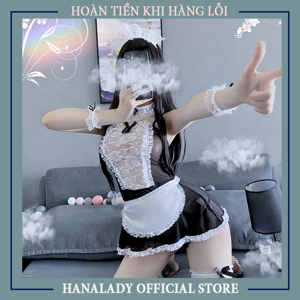 Váy ngủ nữ -Cosplay Sexy Hầu Gái Bộ Ngủ Costume Nàng Hầu Quyến Rũ Gợi Cảm chát liệu lụa mềm mịn C158