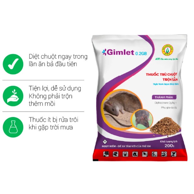 Bán buôn bán si Thuốc Trừ Chuột GIMLET 0.2GB không độc với người và vật nuôi