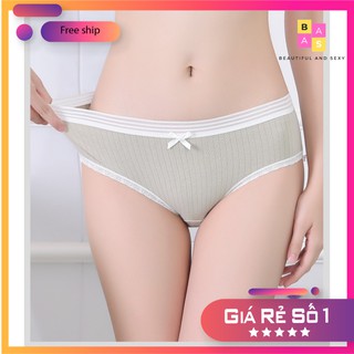 Quần lót nữ ren siêu mềm mỏng, quần lót nữ cotton phối nơ chất mát mẻ BAS063