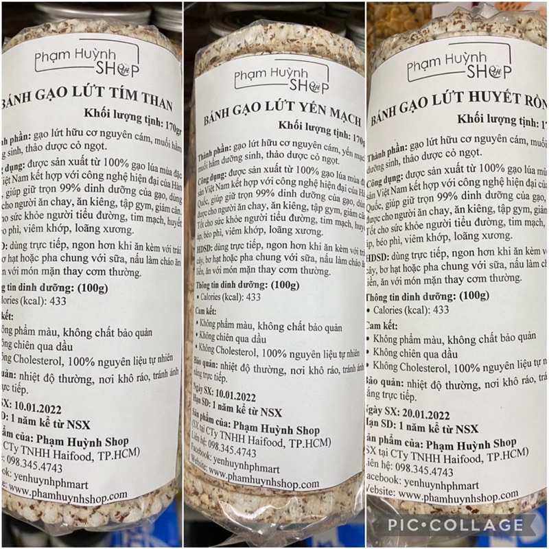 Bánh gạo lứt PH Foods gói 170gr, bánh gạo lức không đường  ăn kiêng giảm cân eatclean