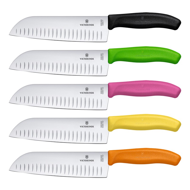 Dao làm bếp Santoku cạnh sáo 17cm cán nhựa hồng Victorinox (Thụy Sỹ)