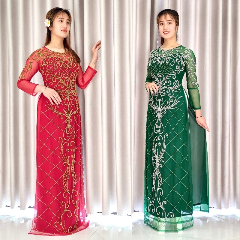 Áo dài mẹ – Áo dài bà sui kim sa siêu cao cấp sản phẩm cho ảnh viện áo cưới ADM68