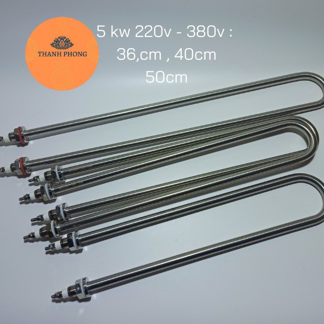 Thanh Nhiệt Điện Trở Chữ U 5kw,4kw,3kw 220V-380V 38cm,40cm,50cm Linh Kiện Nồi Phở Inox 304