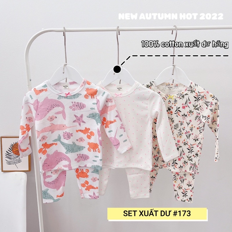 Sét 3 bộ dài tay cotton xuất dư cho bé