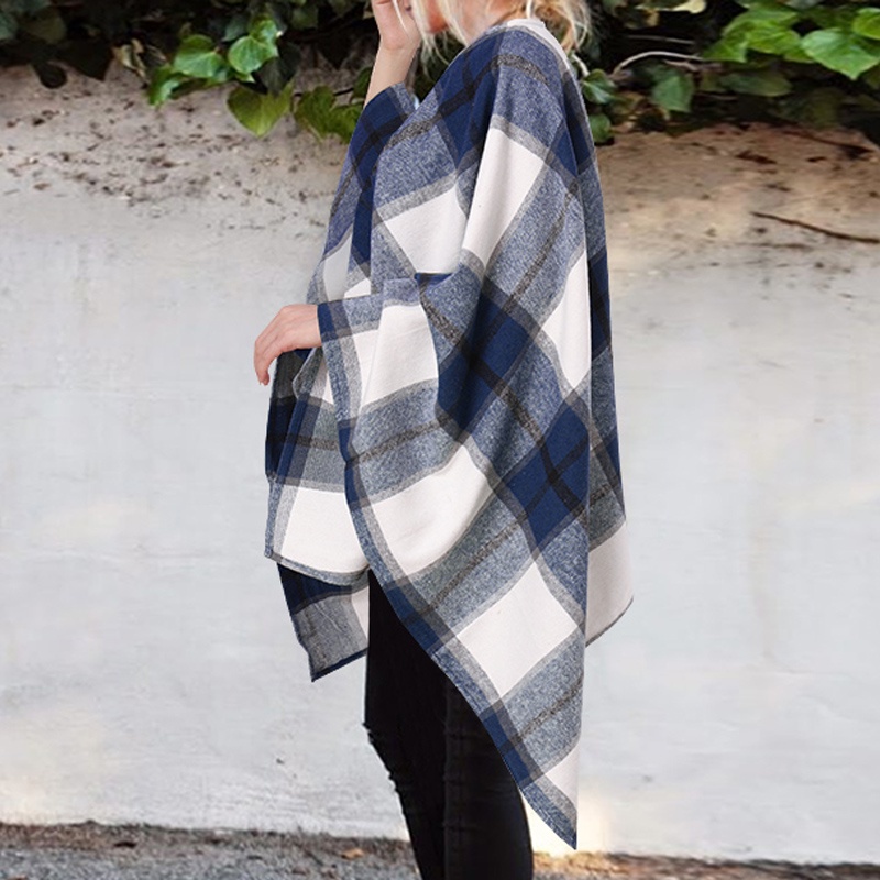 ▫◎Áo choàng ZANZEA dáng rộng cổ chữ V lai không cân xứng in họa tiết sọc caro đơn giản cho nữ | BigBuy360 - bigbuy360.vn