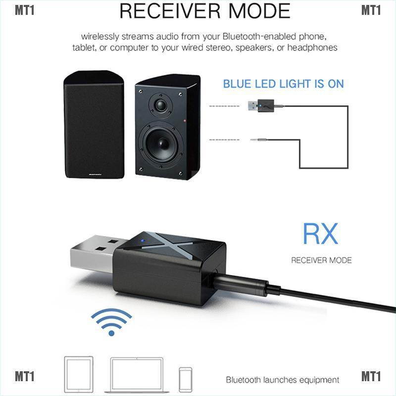 {MT1VN}Car 2-in-1 Transmitter Receiver Wireless Audio USB Bluetooth FM Adapter 5.0
