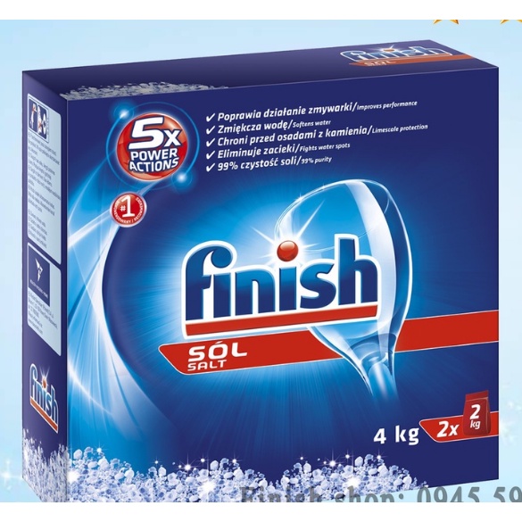 Muối rửa bát Finish hộp 4kg [Có túi zip bảo quản]