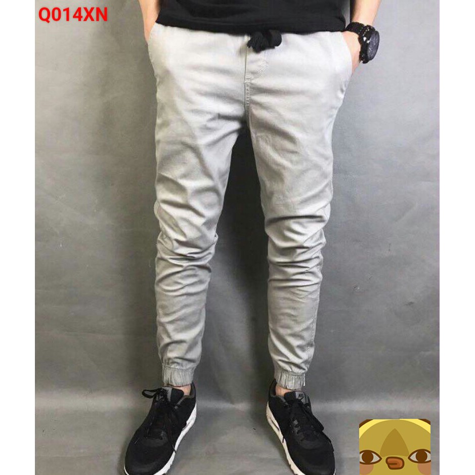 Quần jogger kaki nam phong cách Hàn Quốc - Dáng dài ống bó khóa zip 8 màu đen xám xanh đỏ rêu nâu