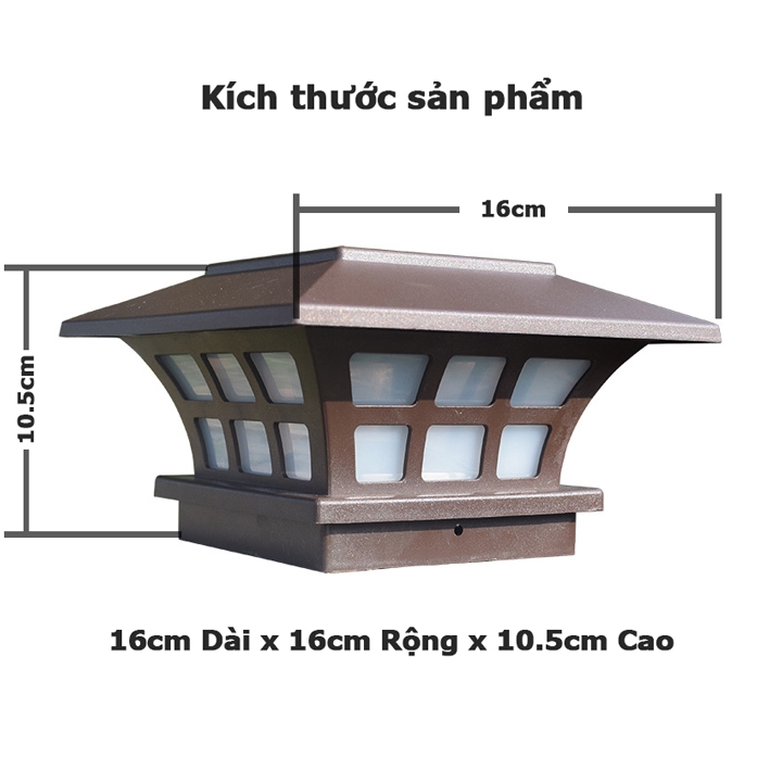 Đèn năng lượng mặt trời trụ cổng sân vườn TC03