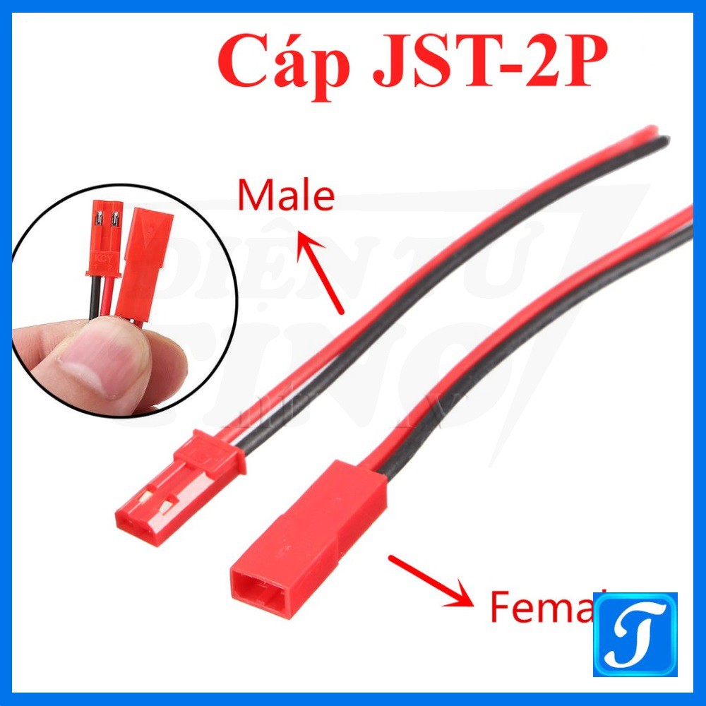 Jack JST-2P đỏ 10cm 20cm đực cái tùy chọn