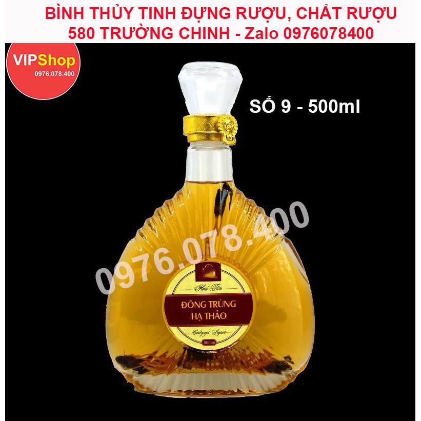 [ VIPShop ] Vỏ Bình Thủy Tinh XO Đựng Rượu 500ml, Chai XO Tam Giác Sang Trọng, CTT-09