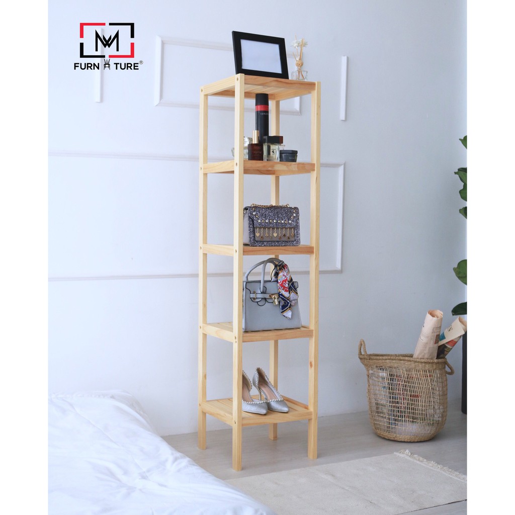 Kệ gỗ trang trí đa năng 5 tầng màu gỗ thương hiệu MW FURNITURE - Nội thất trang trí