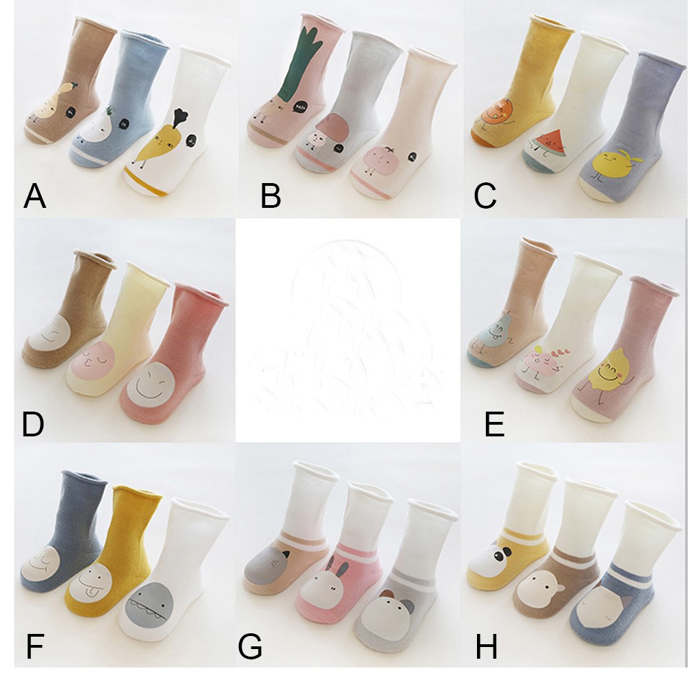 Set 3 tất cotton họa tiết hoạt hình đáng yêu cho bé
