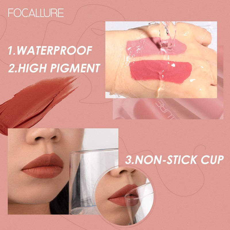 Son lì FOCALLURE màu nude chống thấm nước và lâu trôi