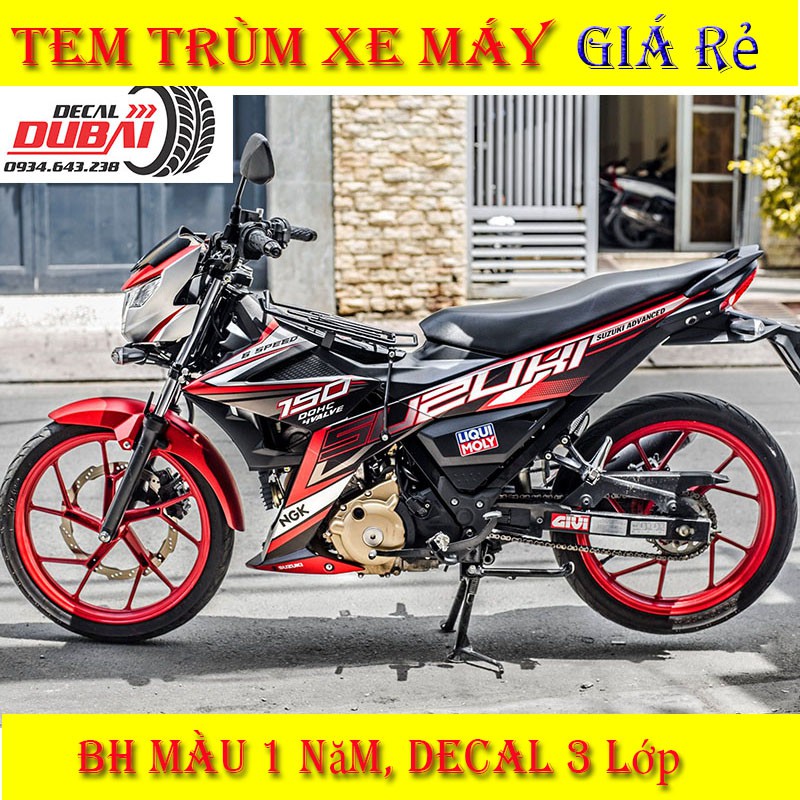 Tem Trùm Satria Raider Đen Đỏ Thể Thao Mẫu Mới