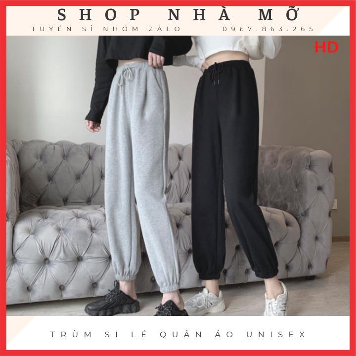 bộ quần áo nỉ thu đông,  set trang phục áo sweater crosss + quần bom chun gấu có nút điều chỉnh form thụng giá rẻ unisex