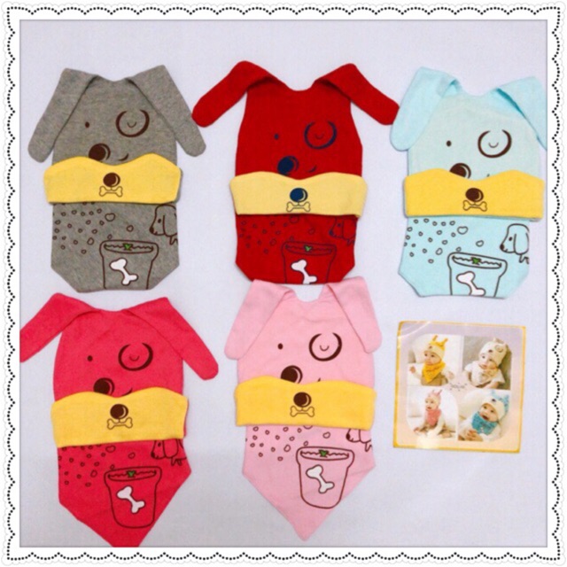 [CÓ CLIP] SET KHĂN + MŨ CÚN 100% COTTON CHO BÉ TỪ 3TH - 3T(MẪU 3)