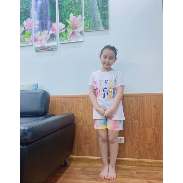 Bộ bé gái cộc tay vải xuất dư size đại 4-14T