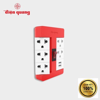 Ổ cắm xoay 90° Điện Quang ĐQ ESK RT 53 2USB (5 lỗ 3 chấu, 2USB)