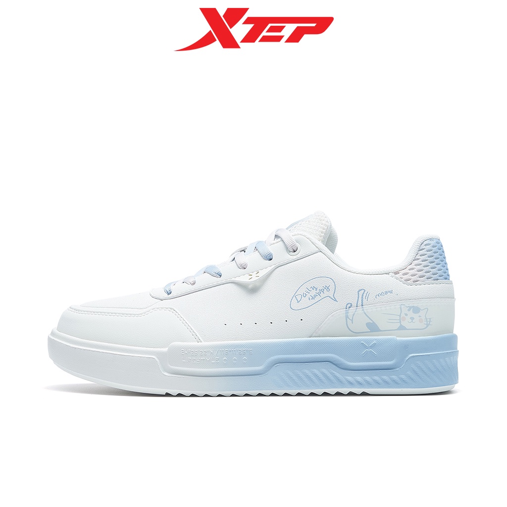 Giày sneaker nữ Xtep màu trắng, đế bằng năng động dễ phối đồ, đế giày mềm mại 878218310017