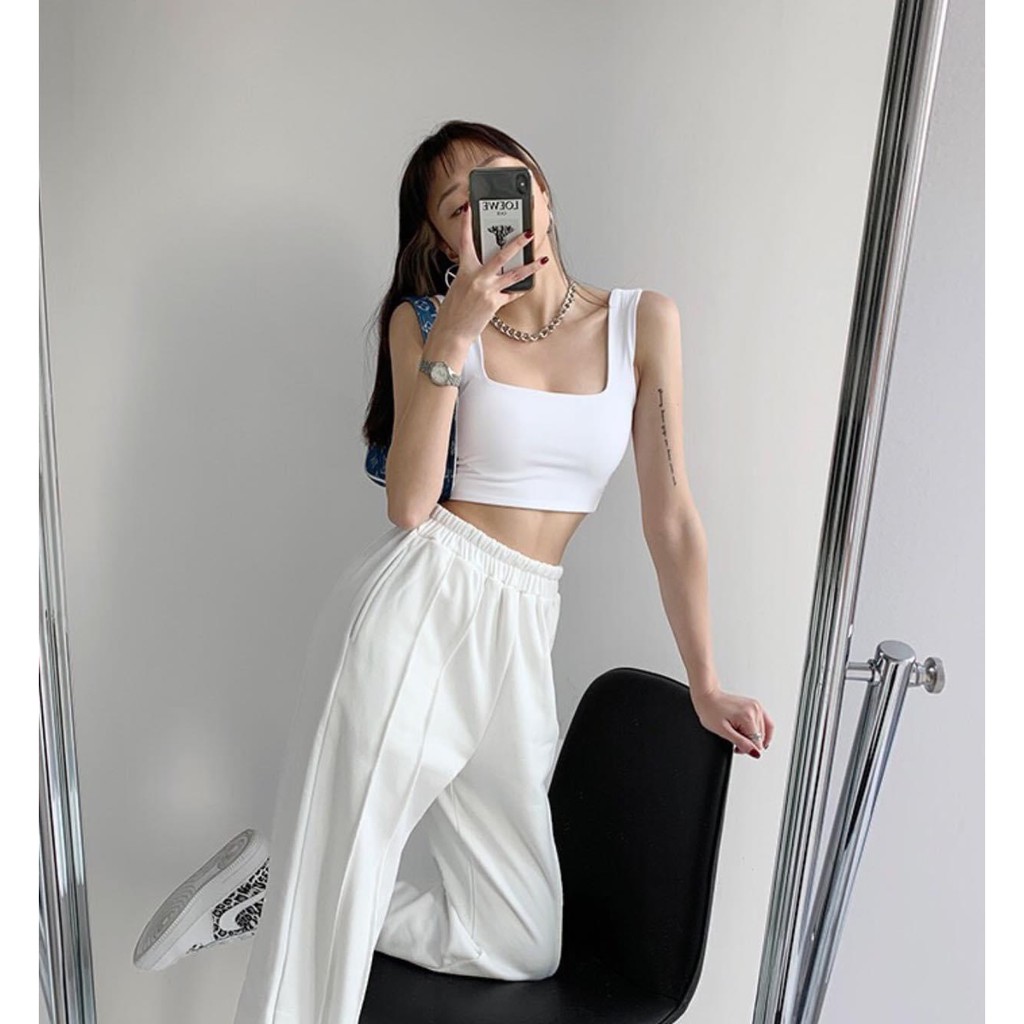 Áo 2 dây cổ vuông dáng croptop