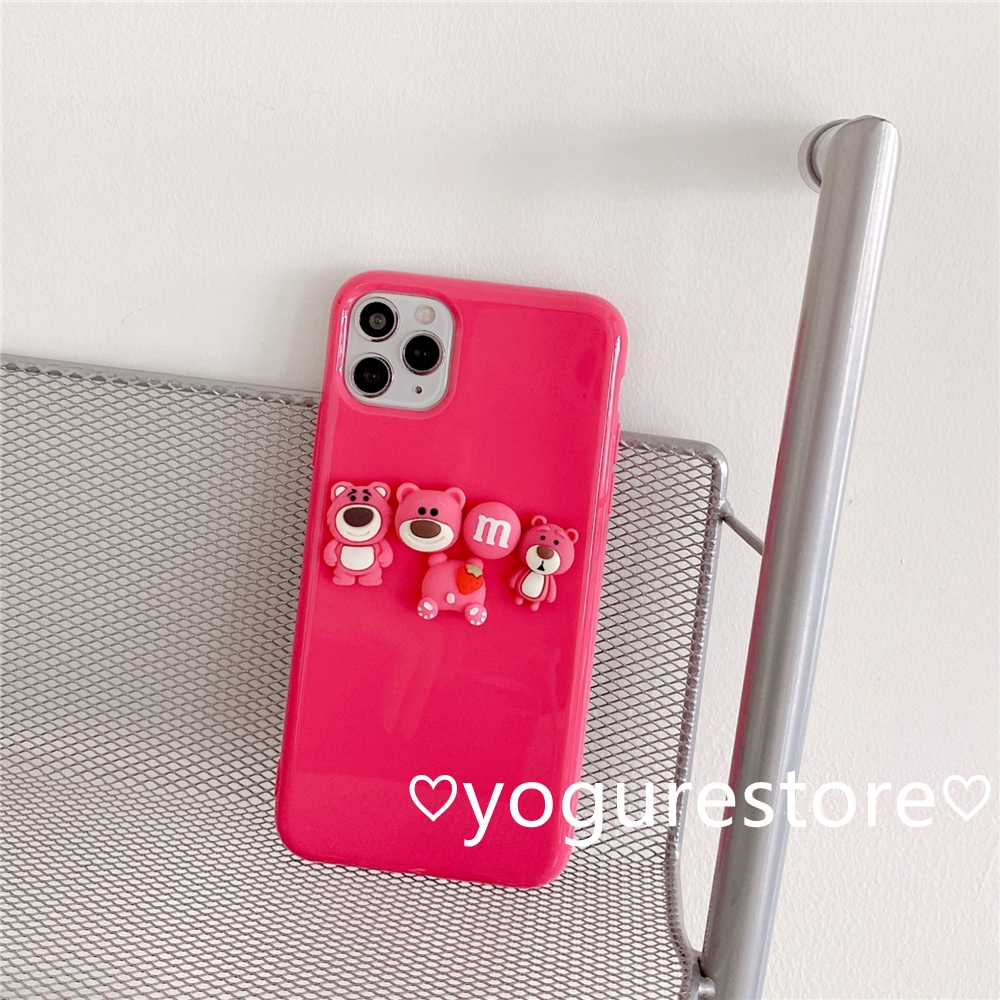 Funny Lotso Huggin Bear Candy Colors Soft Phone Case Cover for iPhone 12 Mini 12 Pro Max 11 Pro Max X XS XR XSMax 8 7 Plus SE 2020